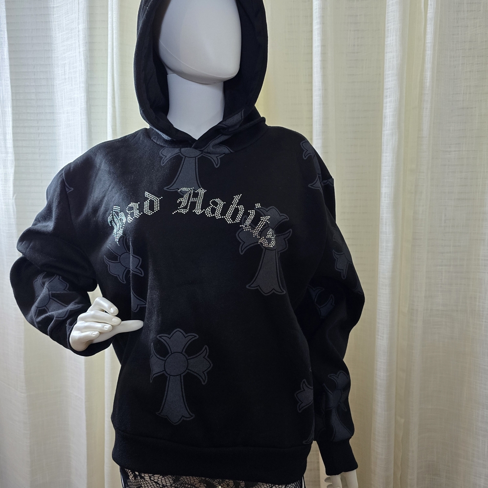 Black Graphic Hoodie for Women